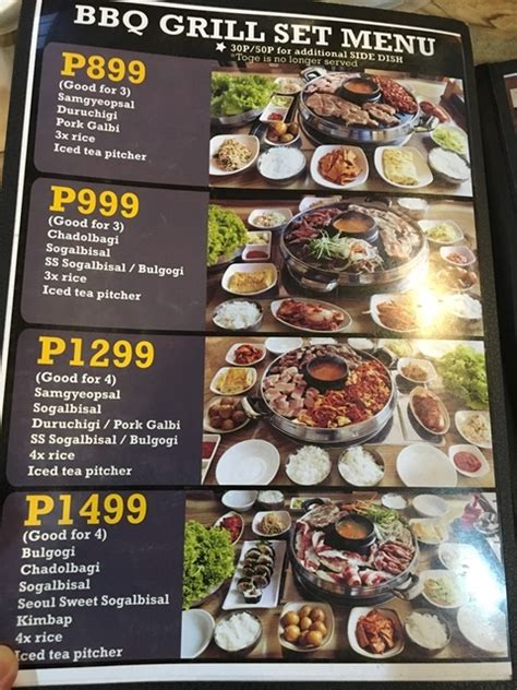 Menu at So Seoul .